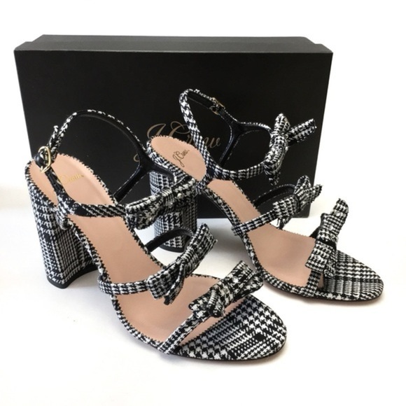 J. Crew Shoes - J Crew Stella Glen Plaid Sparkle Bow Strappy Heels. NWOT